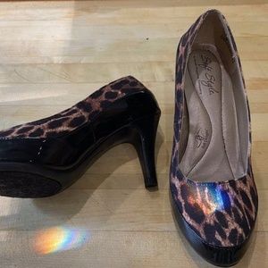 Leopard and Black Patent Pumps